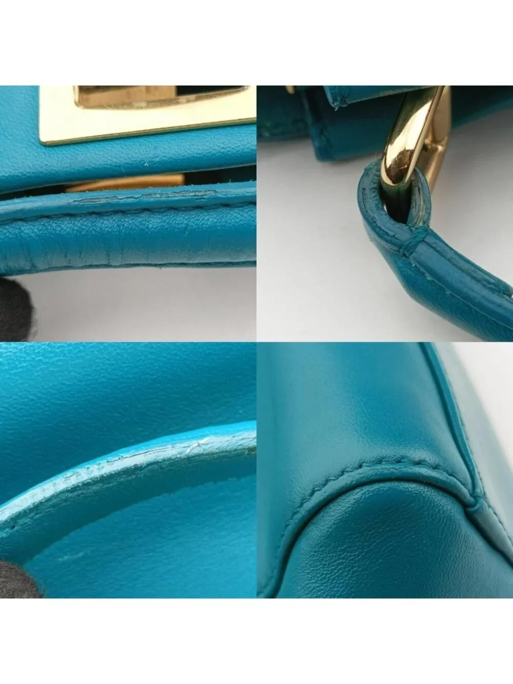 Fendi Peekaboo Mini Blue Leather Handbag